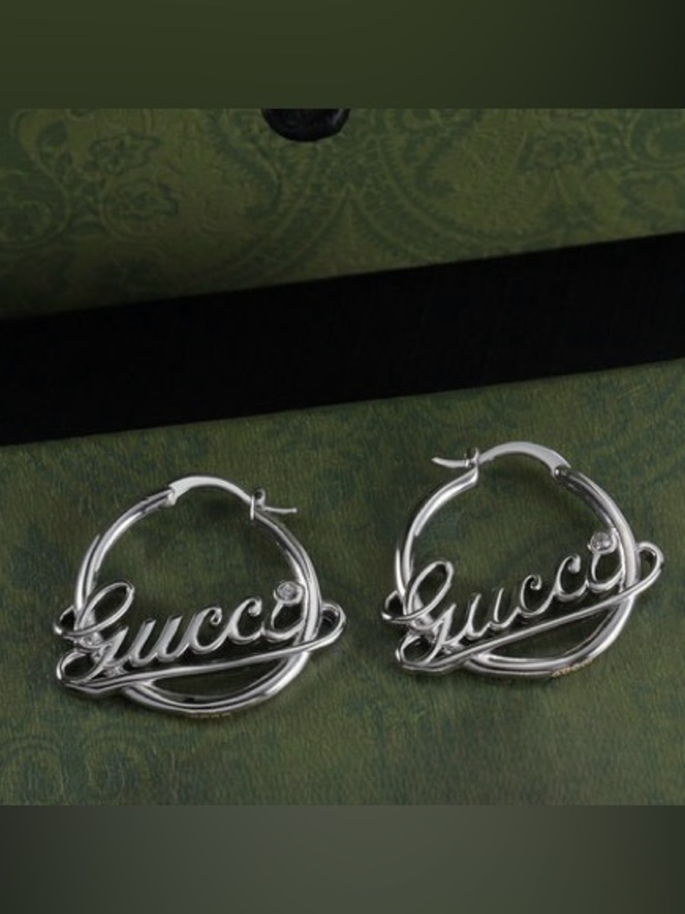 Fashion Jewelry Silver G Script Hoop Earrings